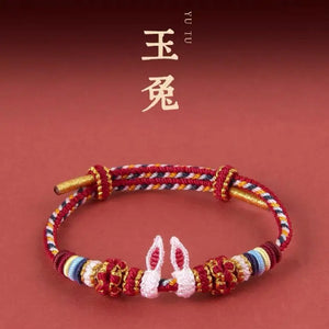 Hand-woven Red Rope Rabbit Ears Bracelet Chinese Antique Couple Handstring