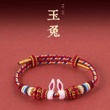 Hand-woven Red Rope Rabbit Ears Bracelet Chinese Antique Couple Handstring