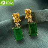 Vintage 925 Silver Emerald Citrine Birthstone Earrings