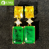 Vintage 925 Silver Emerald Citrine Birthstone 18K Earrings