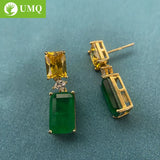 Vintage 925 Silver Emerald Citrine Birthstone Earrings