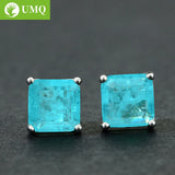 925 Silver Paraiba Tourmaline Gemstone Ear Studs Earrings