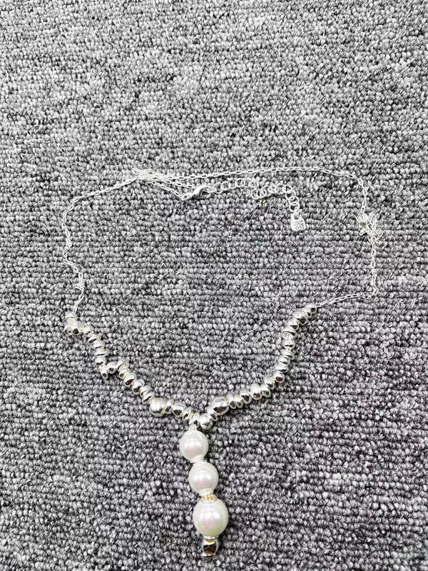 UNOde50 Electroplated Silver S925 Beaded Pearl Necklace Jewelry
