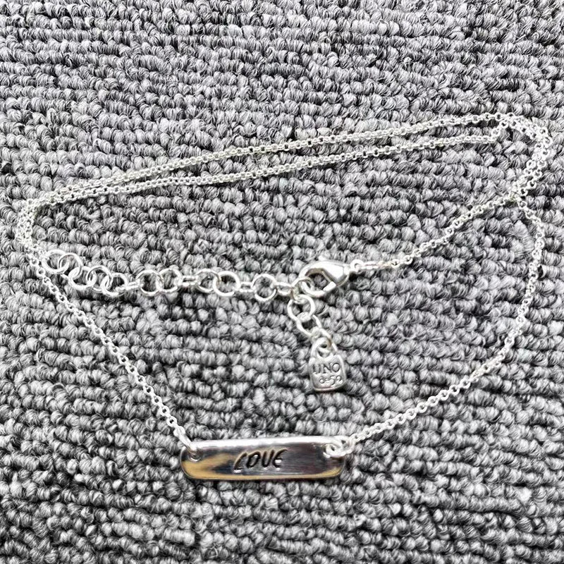 Electroplated 925 Silver Nameplate Necklace Love Lucky Holiday Gift