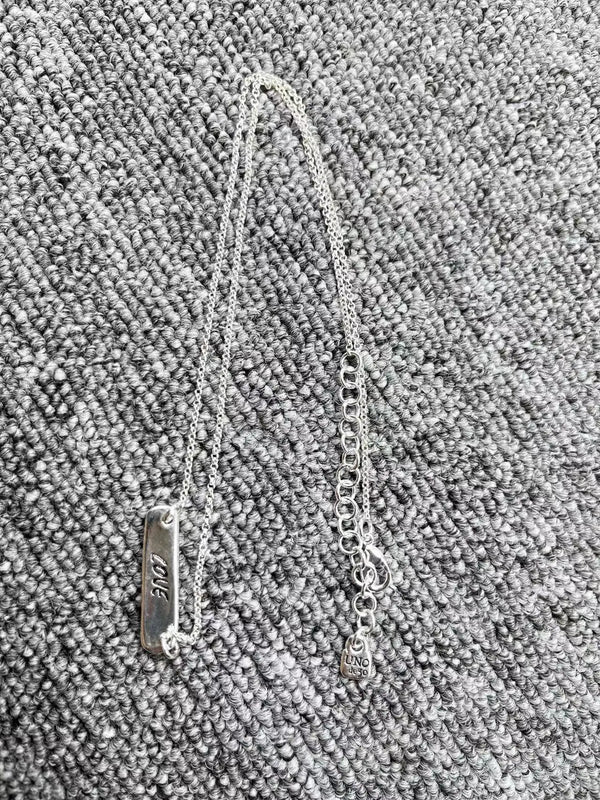 Electroplated 925 Silver Nameplate Love and Lucky Necklace