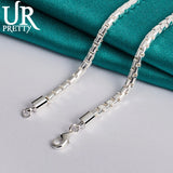925 Silver 4mm Round Box Chain 18-Inch Necklace - Party Wedding Charm Gift
