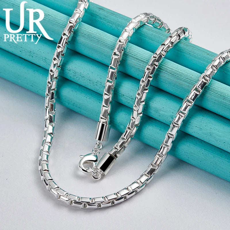 925 Silver 4mm Round Box Chain 18-Inch Necklace - Party Wedding Charm Gift