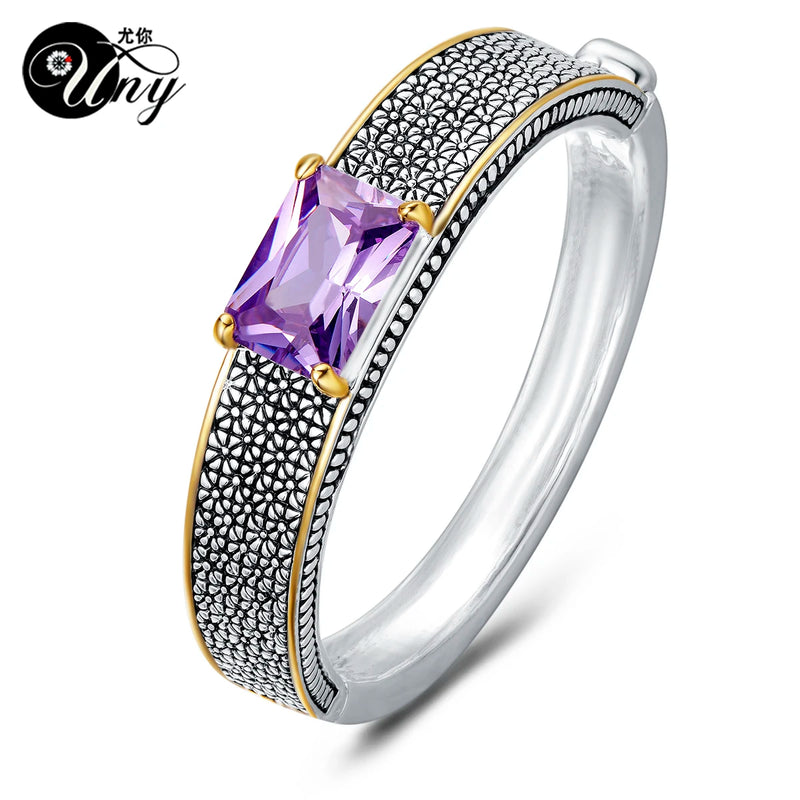 Antique Purple CZ Vintage Cuff Bracelet