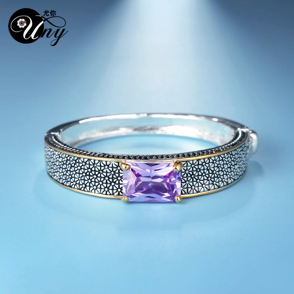 Antique Purple CZ Vintage Cuff Bracelet