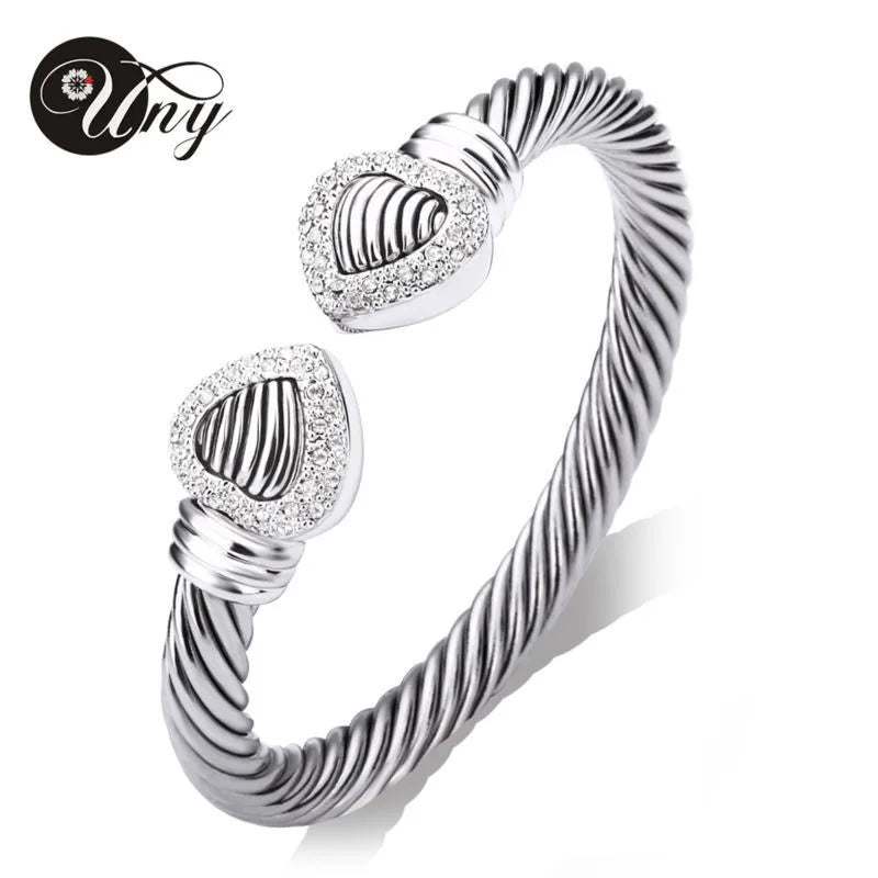 Love Heart Twisted Wire Bracelet Bangle Retro Unique Women Jewelry