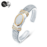 Micro Setting Pave Stone CZ Bracelet Antique Spring Claps Bangles