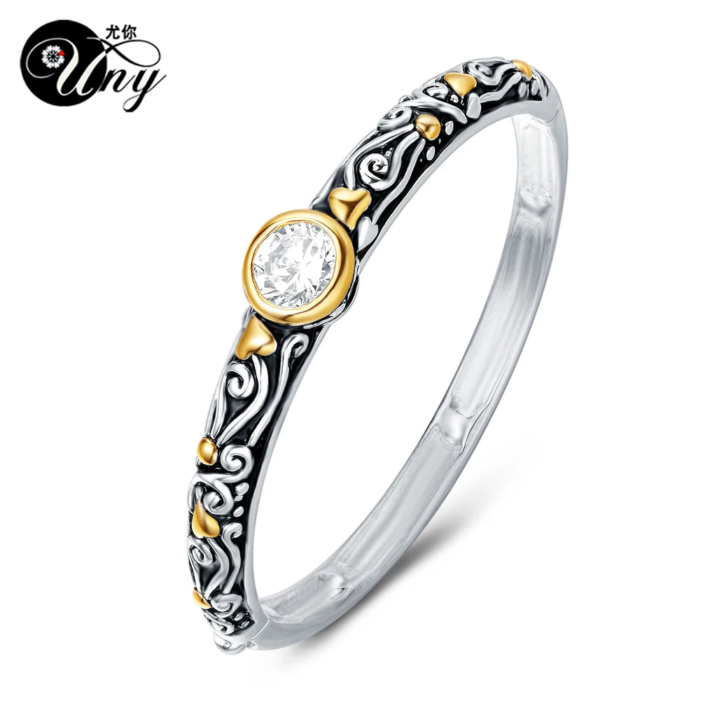 Retro Two Tone Bracelet Antique Bangles Vintage Christmas Women Cuff