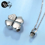 Clover Stone Pet Urn Ashes Necklace Pendant Urn