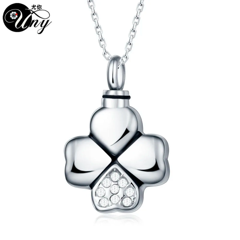 Clover Stone Pet Urn Ashes Necklace Pendant Urn