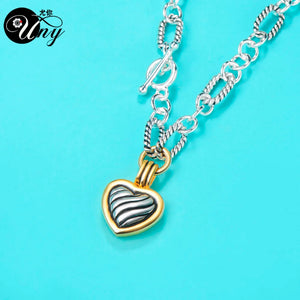 Antique Heart Cable Necklace Pendant Women Charms Gift