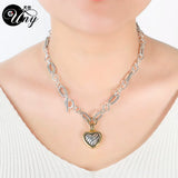 Antique Heart Cable Necklace Pendant Women Charms Gift