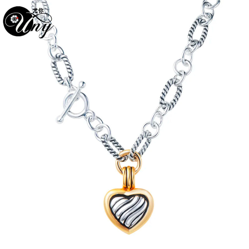 Antique Heart Cable Necklace Pendant Women Charms Gift