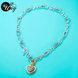 Antique Heart Cable Necklace Pendant Women Charms Gift