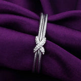 Double Twisted Cable Wire Bracelet Women Gift Two Tone Cuff Bangle