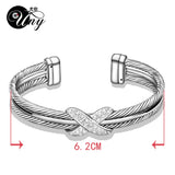 Double Twisted Cable Wire Bracelet Women Gift Two Tone Cuff Bangle