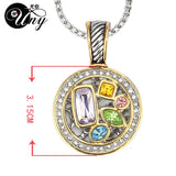 Crystal Round Necklace Pendant Women Antique Necklaces Pendants Charms