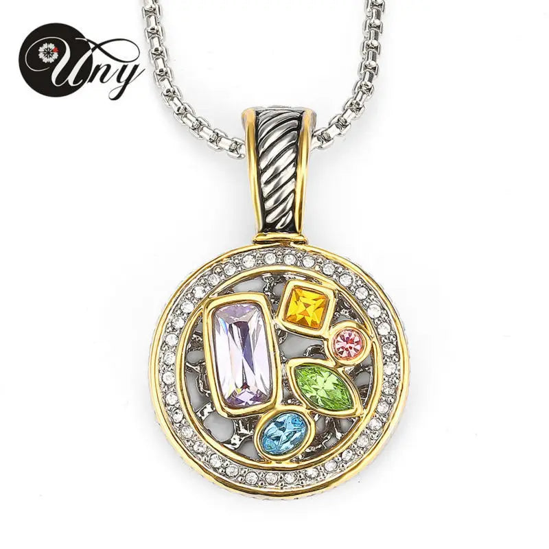 Crystal Round Necklace Pendant Women Antique Necklaces Pendants Charms
