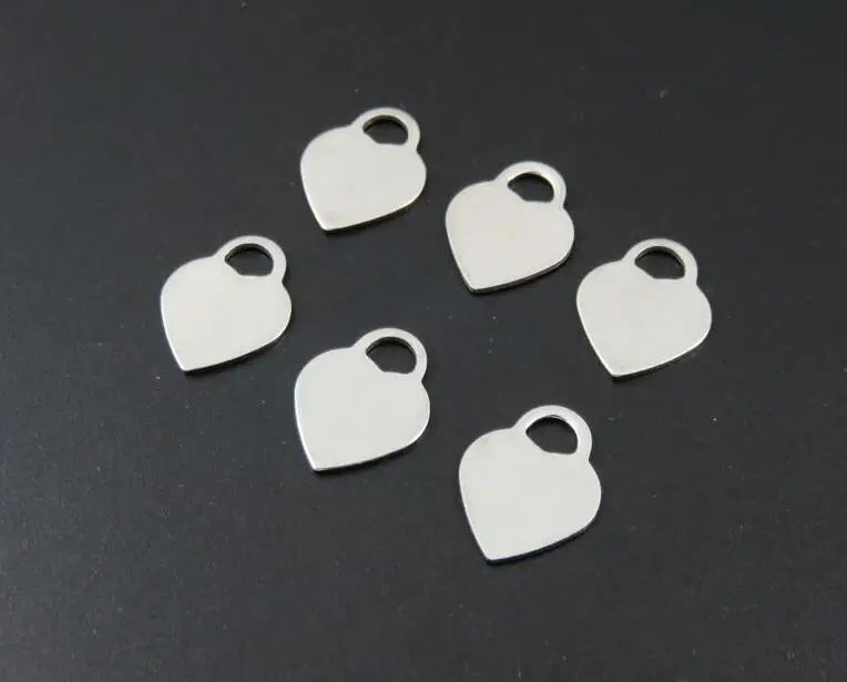 Stainless Steel Blank Stamping Tags Love Heart Charm Pendants