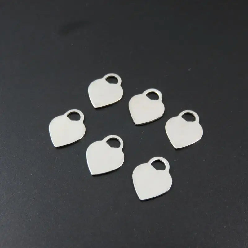 Stainless Steel Blank Stamping Tags Love Heart Charm Pendants