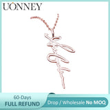 Engraved Necklace Personalized Name Vertical Pendant Steel for Christmas