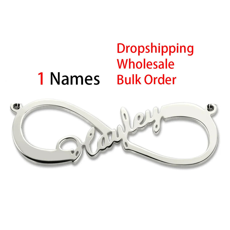 Infinity Heart Name Necklace Stainless Steel Pendant Jewelry Gift