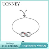 Infinity 4 Names Mother's Bracelet Birthstones in Rose Jewelry Sterling Silver
