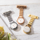 Personalised Name Fob Watch Doctor Nurse Clock Pin Brooch Engrave Gift
