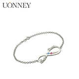 Personalized 925 Silver Infinity Bracelet Name Birthstone Jewelry