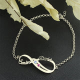 Personalized 925 Silver Infinity Bracelet Name Birthstone Jewelry