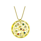 Family Tree of Life Pendant Name Birthstone Necklace