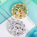 Family Tree of Life Pendant Name Birthstone Necklace