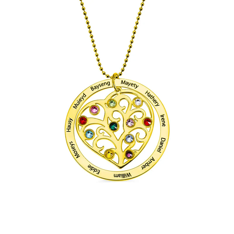 Family Tree of Life Pendant Name Birthstone Necklace