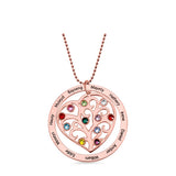Family Tree of Life Pendant Name Birthstone Necklace