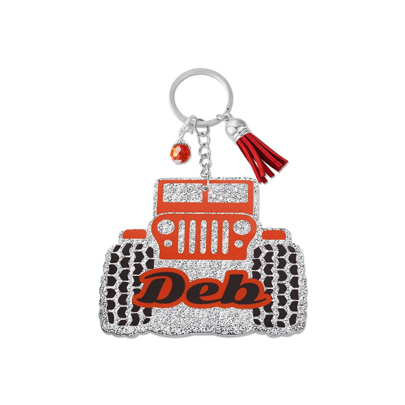 Personalized Jeep Car Dog Keyring Off Road Vehicle Keychain