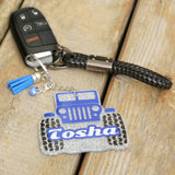 Personalized Jeep Car Dog Keyring Off Road Vehicle Keychain