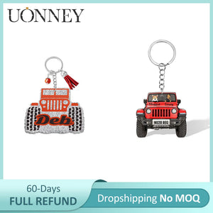 Personalized Jeep Car Dog Keyring Off Road Vehicle Keychain
