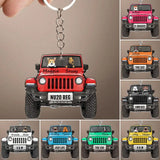 Personalized Jeep Car Dog Keyring Off Road Vehicle Keychain