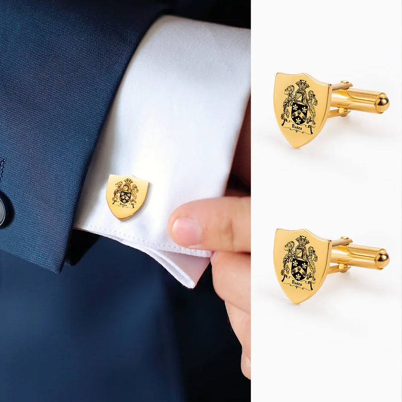 Custom Man Family Crest Cufflinks Wedding Guest Gift