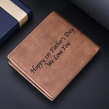 Custom Men Photo Engraved Wallet Short Purse Leather Money Clip