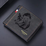 Custom Men Photo Engraved Wallet Short Purse Leather Money Clip