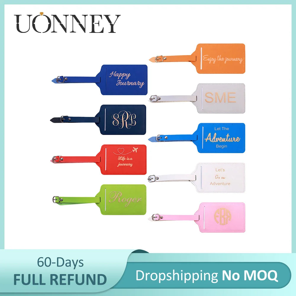 Custom Monogram Leather Luggage Tag for Summer Travel
