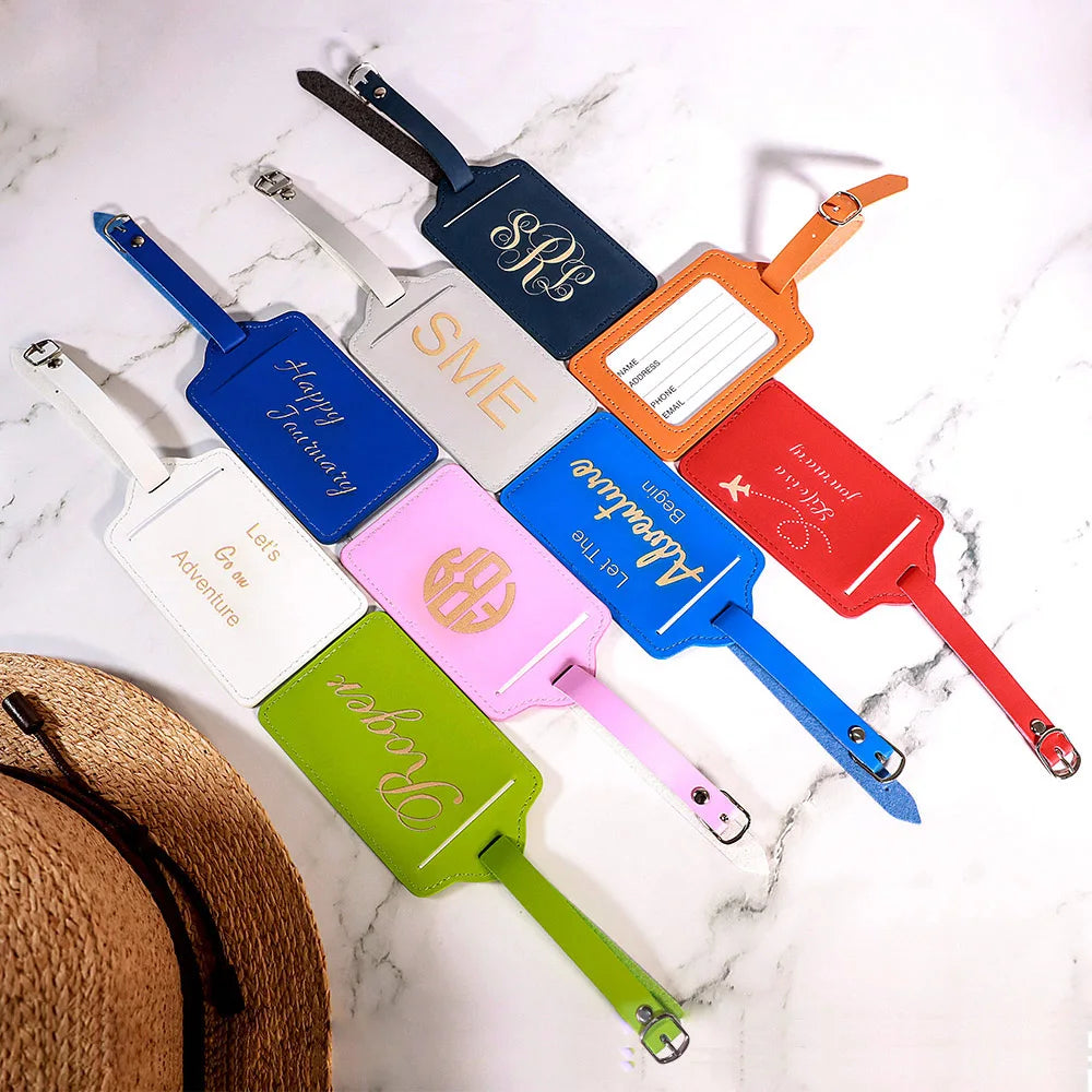 Custom Monogram Leather Luggage Tag for Summer Travel