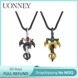 Retro Sword Dragon Pendant Man Necklace Vintage Pterodactyl Choker Chain Gift