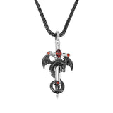 Retro Sword Dragon Pendant Man Necklace Vintage Pterodactyl Choker Chain Gift