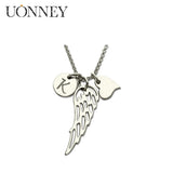 Personalized Angel Wing Heart Charm Initial Necklace
